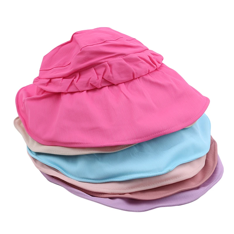 

Summer Sun Hat Female Wild Fashion Ride Folding Sun Hats Empty Top Hats Wide Brim Visor girls Beach Hat