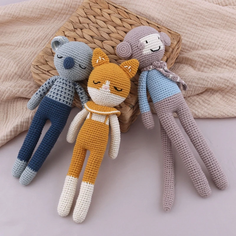 New Handmade Rabbit Crochet Wool Doll Animal Stuffed Plush Toy Baby Soothing Sleeping Gifts for Kids Birthday | Игрушки и хобби