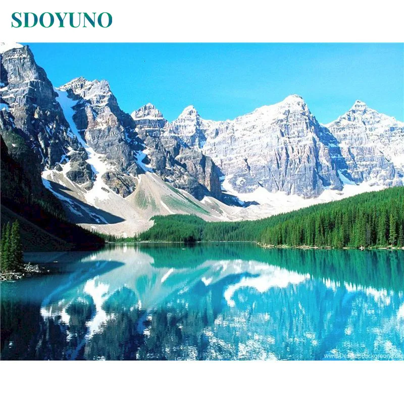 

SDOYUNO 60x75cm Pictures By Numbers DIY Painting By Numbers On Canvas Snow mountain Scenery Frame Digital Painting Draw Number