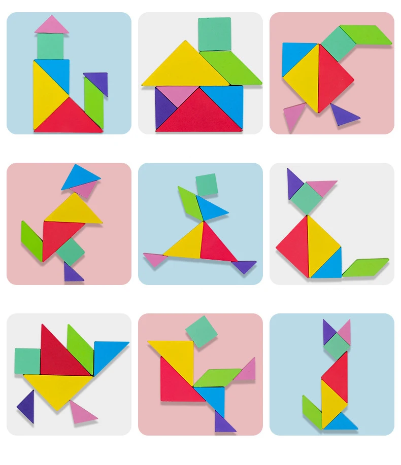 3D головоломка деревянная головоломка Tangram игра Монтессори обучающая доска для рисования игры игрушка подарок для детей