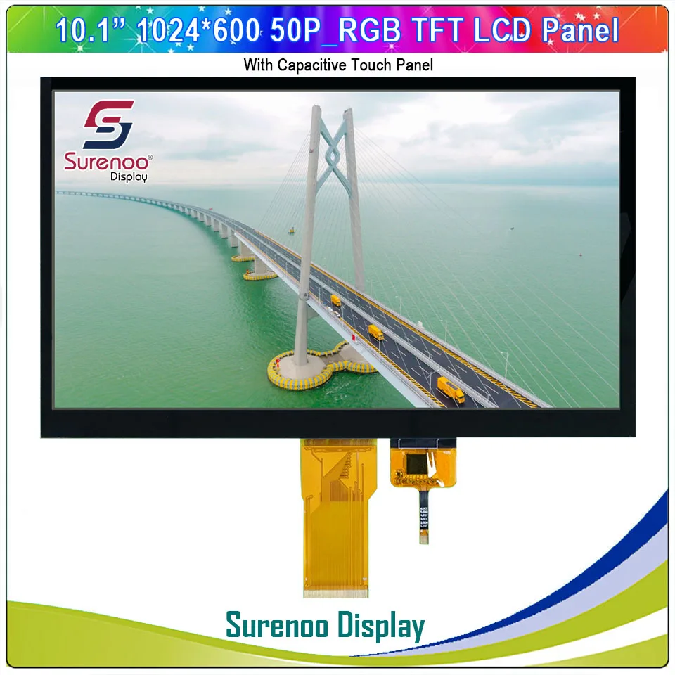 10 1 дюймовый 1024*600 RGB / LVDS TFT ЖК модуль экран монитора и GT9257 I2C емкостной сенсорной