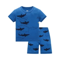 summer baby boys sleepwear pajama sets 100 cotton shark printed t shirtpants 2pcs bebes childrens clothing
