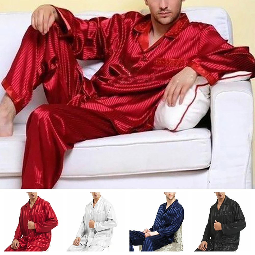 

Fashion Pajamas 2pcs Pyjamas Sleepwear Button Faux Silk Casual Pijamas