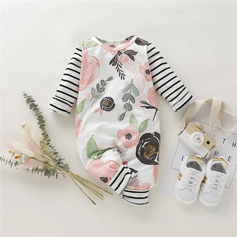 Pudcoco Autumn Toddler kids Baby Girl Boy Cotton Fox Print Long Sleeve Romper Jumpsuit One-Piece Casual Outfit Clothes Top | Детская