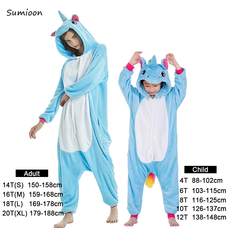Пижама-кигуруми в виде единорога для взрослых Мультяшные животные унисекс