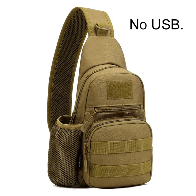 khaki No USB Тактическая Сумка для мужчин, военный корпус облегченной модульной системы переноски снаряжения, открытый водонепроницаемый слинг рюкзак, Охота Спорт альпинизма сумки с USB - Цвет: khaki No USB