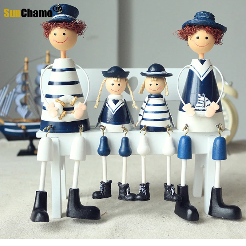2 пары морских деревянных моряков куклы ручной работы сидящие сидячие игрушки