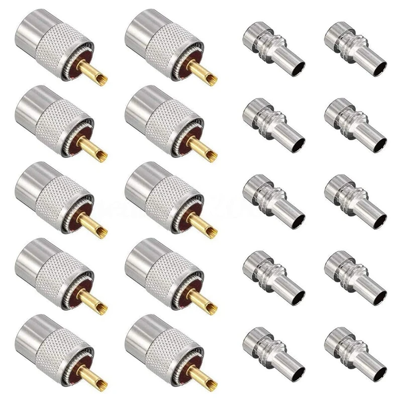 10 Pack UHF/PL-259 Solder Connector Plug With Reducer For RG8X, RG8, RG59, LMR-400, RG-213 Coaxial Coax Cable