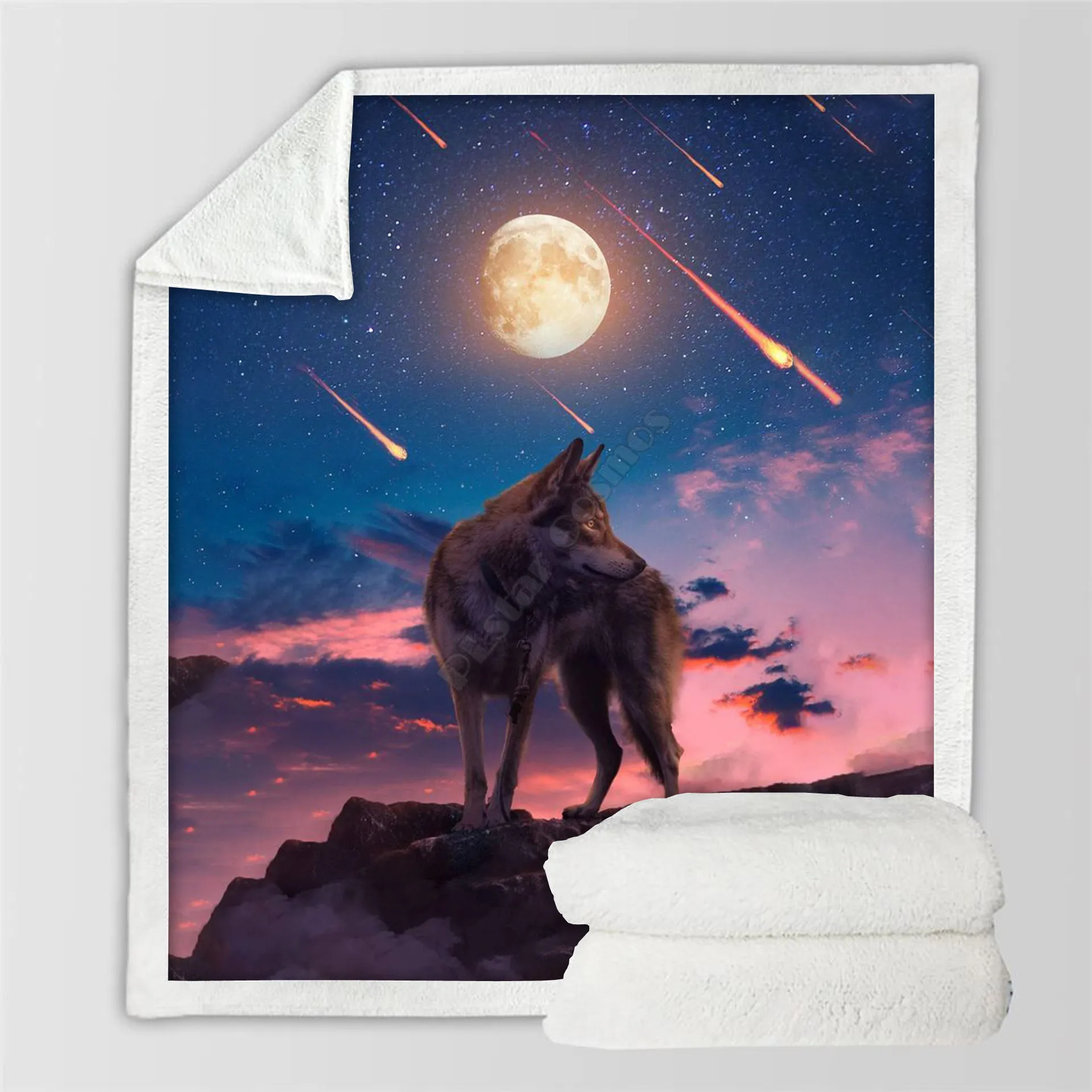 

Plstar Cosmos Wolf Fleece Blanket 3D print Sherpa Blanket on Bed Home Textiles Dreamlike style-1