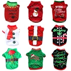 Рождественская хлопковая футболка для щенков, одежда для домашних питомцев, одежда для маленьких собак, праздничный костюм Чихуахуа для йорков, аксессуары для собак
