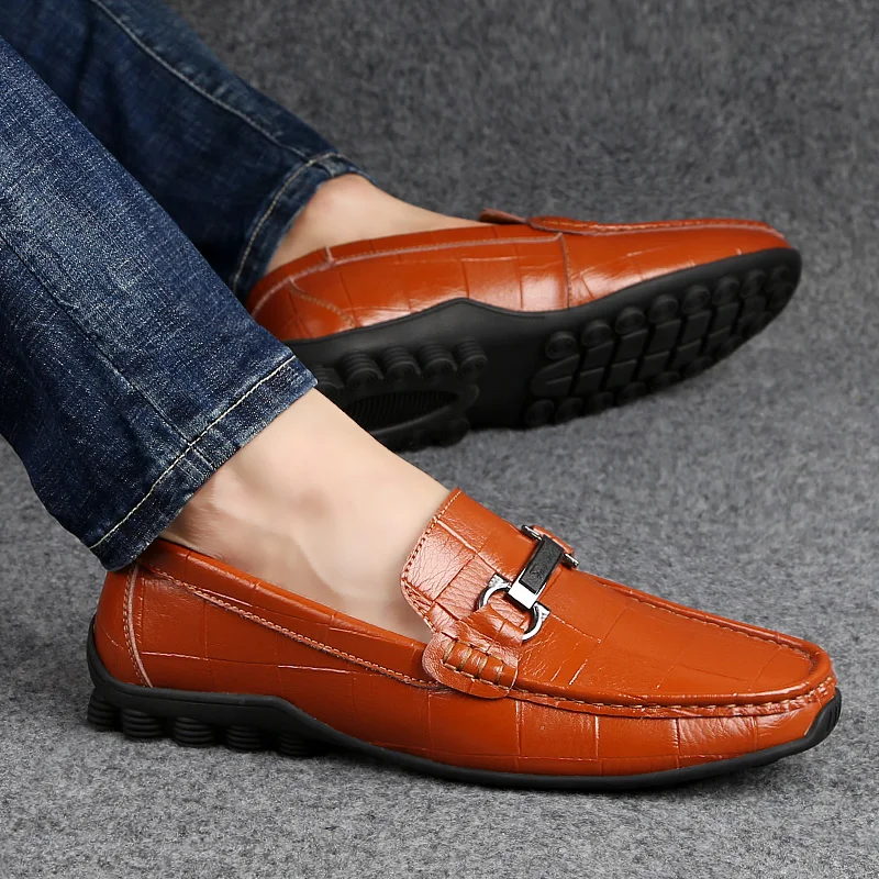 

2021 New Mens Shoes Casual Luxury Brand Summer Men Loafers Split Leather Moccasins Comfy Breathable Slip On Boat Shoes