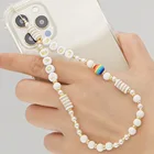 Цепочка для телефона Heishi, с дисковыми бусинами, со стразами, на ремешке мобильный телефон, со смайликом цепочки на телефон, 2021, с любовными буквами