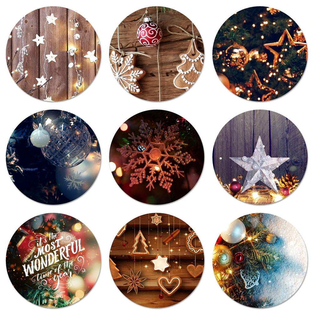 

58mm Marry Christmas Holiday Tree New Year Icons Pins Badge Decoration Brooches Metal Badges For Clothes Backpack Decoration