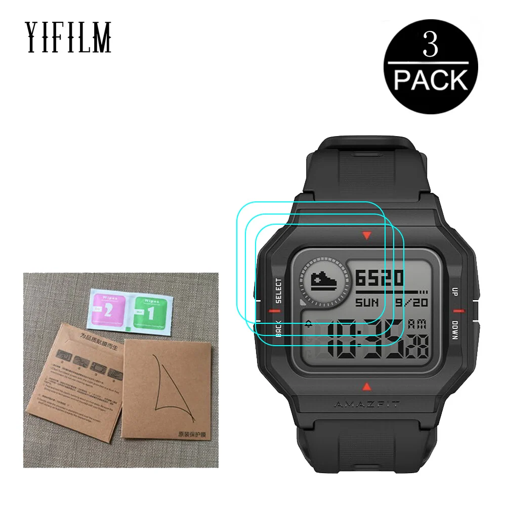 3Pcs HD Clear Anti-shock PET Film For Huami AMAZFIT Neo Smart Watch 5H Nano Explosion-proof Screen Protector Film Not Glass