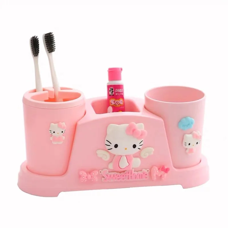 C KT Cat мультфильм пара зубная щетка чашки Tumblers hello kitty кружки для зубной щетки в форме полоскания рта пластик в ванной аксессуары набор розовый - Цвет: C