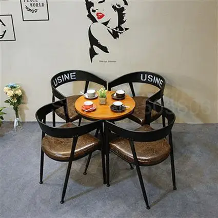 Железный обеденный стул Лофт промышленный ветер молочный чай десерт магазин