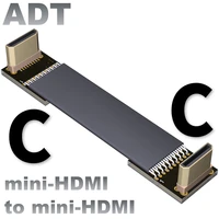 hdr short mini hdmi c type to c type flat cable cord emi shield right angle hdmi mini cable 2 0 4k5060 2160p mhdmi cable