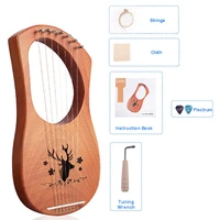 7 strings lyre harp mahogany wood come with instruction tuning wrench plectrum cloth greek small instrument special musical gift