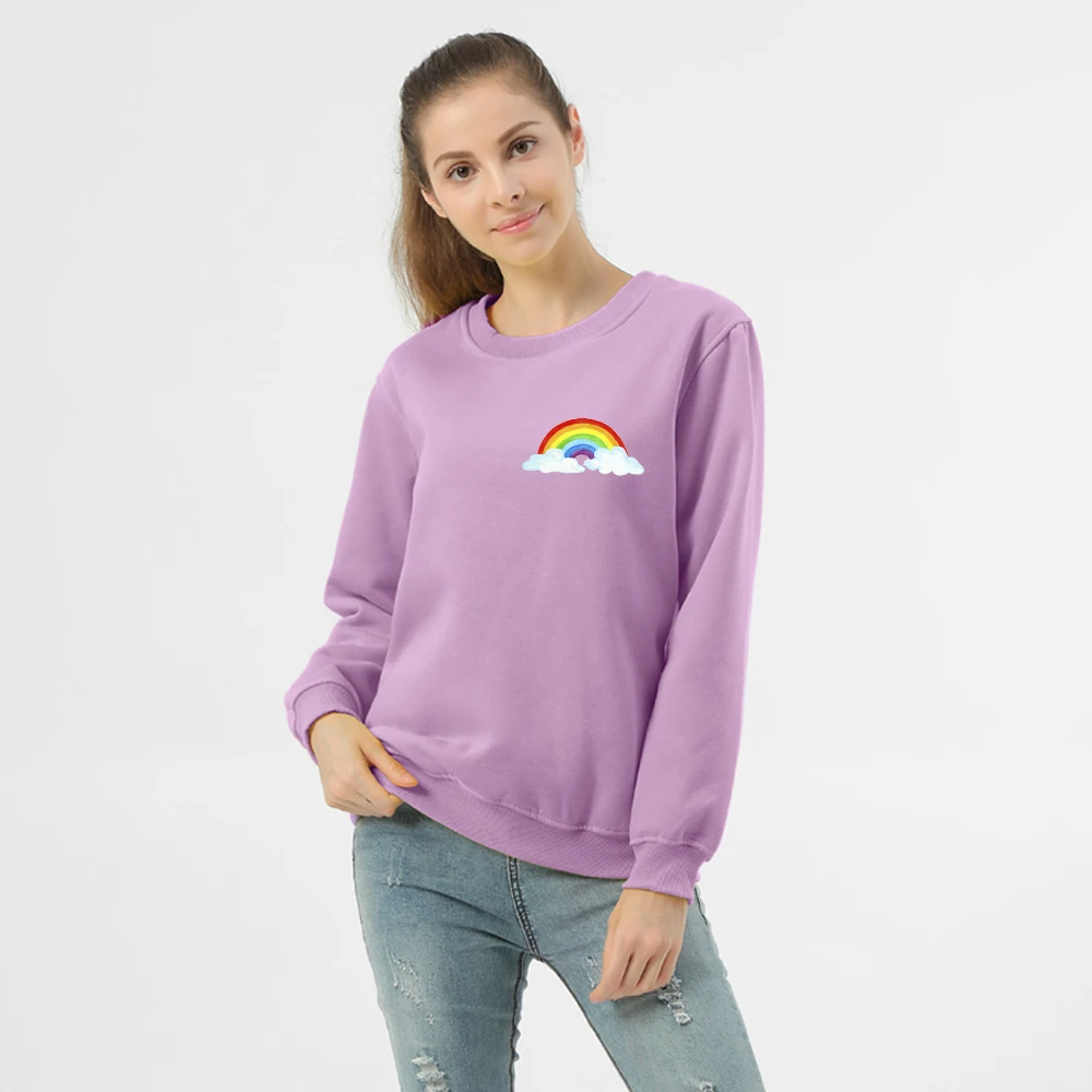 Crewneck Hoodies Sweatshirts Cartoon Rainbow Printing Pullover Harajuku Tracksuit Femmes Sweetshirts Cute Clothes for Women