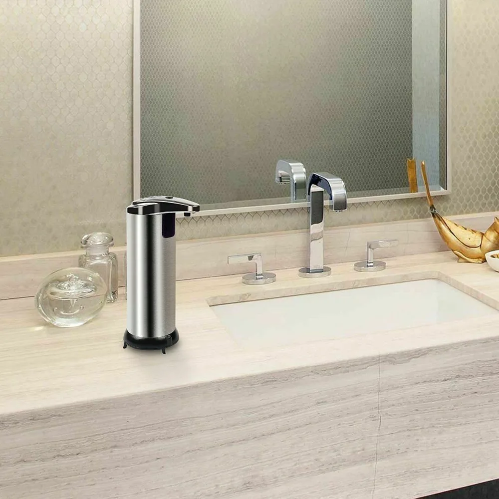 

250ml Intelligent Automatic Soap Dispenser Handsfree Automatic IR Smart Sensor Stainless Steel Touchless Soap Liquid Dispenser