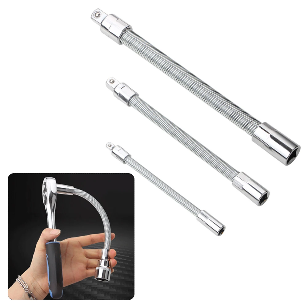 

3set Drive Adapter Flexible Retractable Long Tension Head Shaft Elastic Joint Heavy Duty Socket Extension Bar For Screwdriver