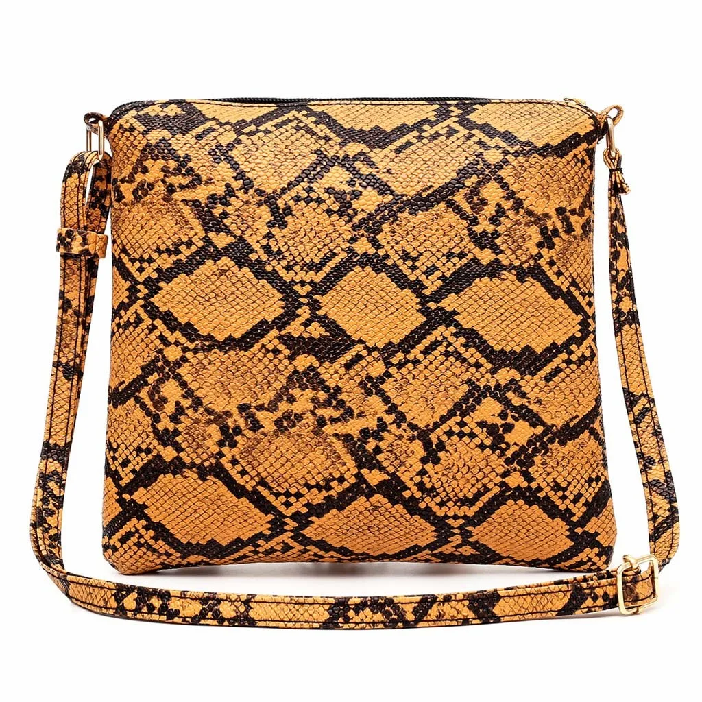 Fashion Women Tassel Snake Printing Zipper Messenger Bag Handbag Shoulder Bag Elegant Small Square Bags#YJ