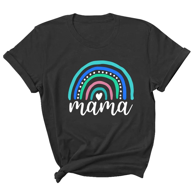 

Mama Rainbow Letter Print Women T Shirt Short Sleeve O Neck Loose Women Tshirt Ladies Tee Shirt Tops Clothes Camisetas Mujer