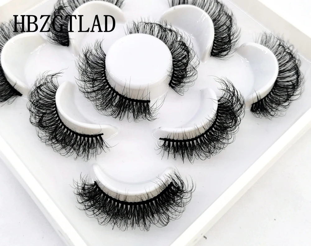 New 5Pairs 25mm 3D Mink Lashes Bulk Faux with Custom Box Wispy Natural Mink Lashes Pack Short Wholesales Natural False Eyelashes