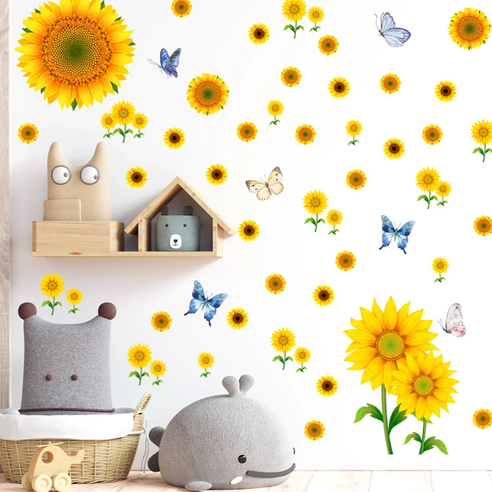 

4 Sheets Sunflower Wall Sticker Removable Wall Stickers Children's Room Sticker