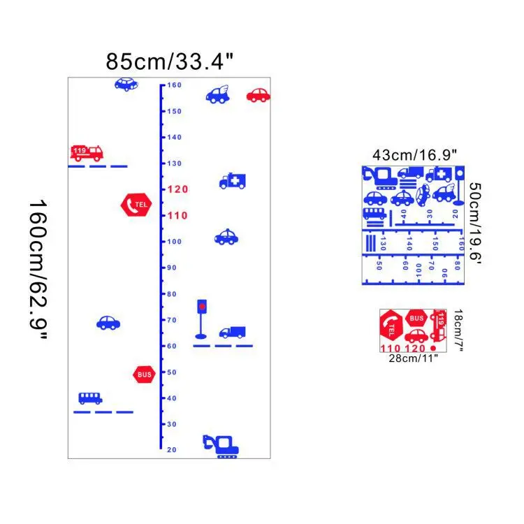 

2020 PVC Carved Cartoon Height Sticker Excavator Car Living Room Study Room Decoration Height Sticker Plane Wall Sticker