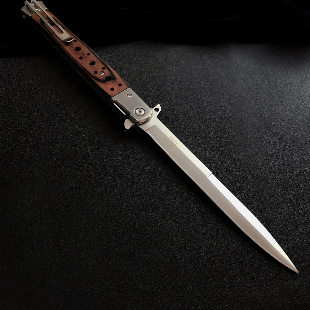 

Wood Handle Swordfish Folding Blade Knife Outdoor Tactical Camping Hunting Survival Jackknife Self-defense Knives EDC Tools
