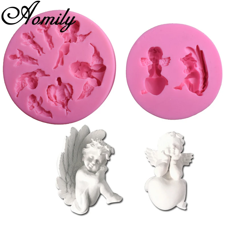 Aomily 2 стиля 3D Ангел Fondant (сахарная) силиконовая форма для свеч инструмент поделок