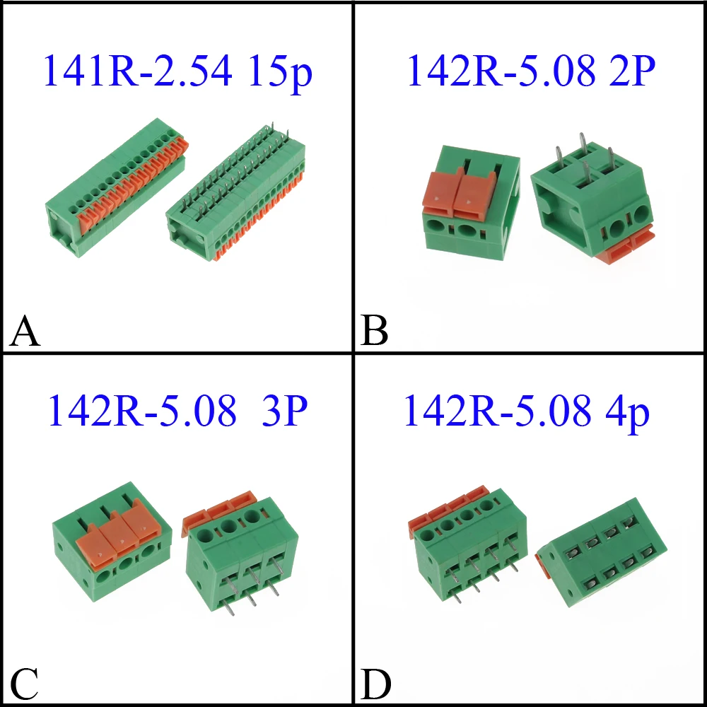 YuXi 141R 2.54 142R 5.08 шаг PCB прямые ножные соединители 2/3/4p/15p пружинный Бесконтактный