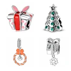 925 Серебряная Рождественская елка с Зеленые Бусины Подвески подходят для европейских Браслеты Рождественский подарок для браслетов серебро 925 ювелирные украшения