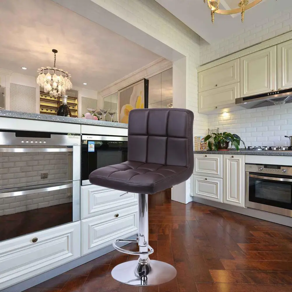 

2pcs 6 Checks Round Cushion No Armrest Bar Stool Coffee Modern Fashion Bar Chair Adjustable Stools Chair For Home Bar