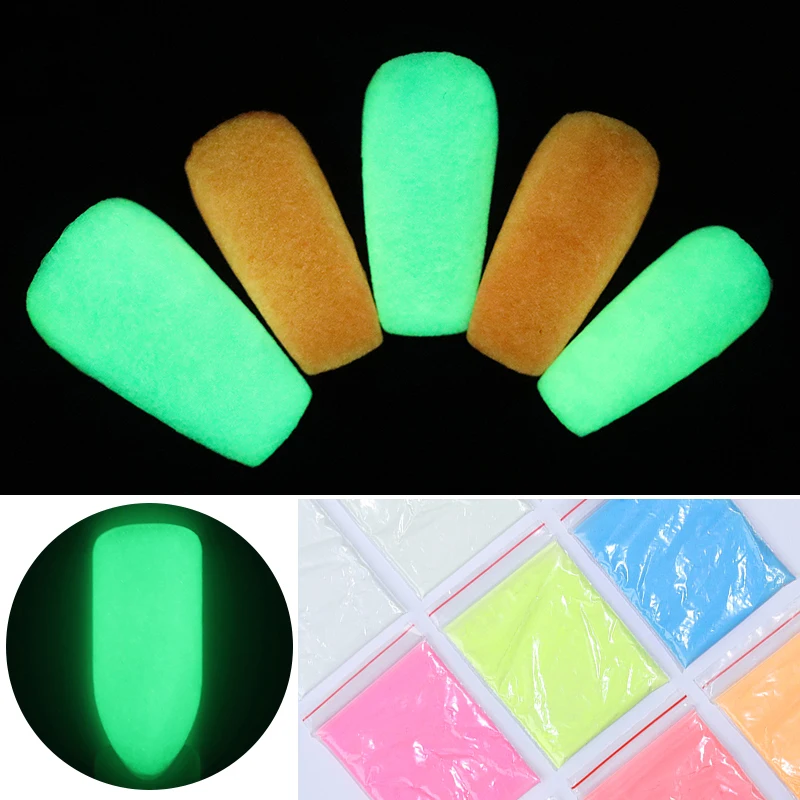 1 коробка блеск для ногтей светится в темноте акриловый порошковый