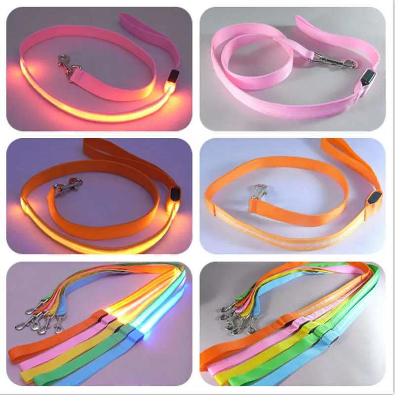 Тяговый поводок безопасности 123 см светящийся светодиод для домашних собак