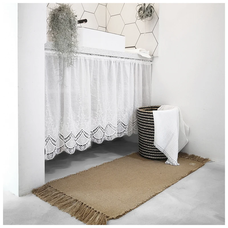 

Jute Carpet Nordic Home Decoration Room Lace Carpet Tassel Table Tassel Fabric Decoration Bathroom Mat