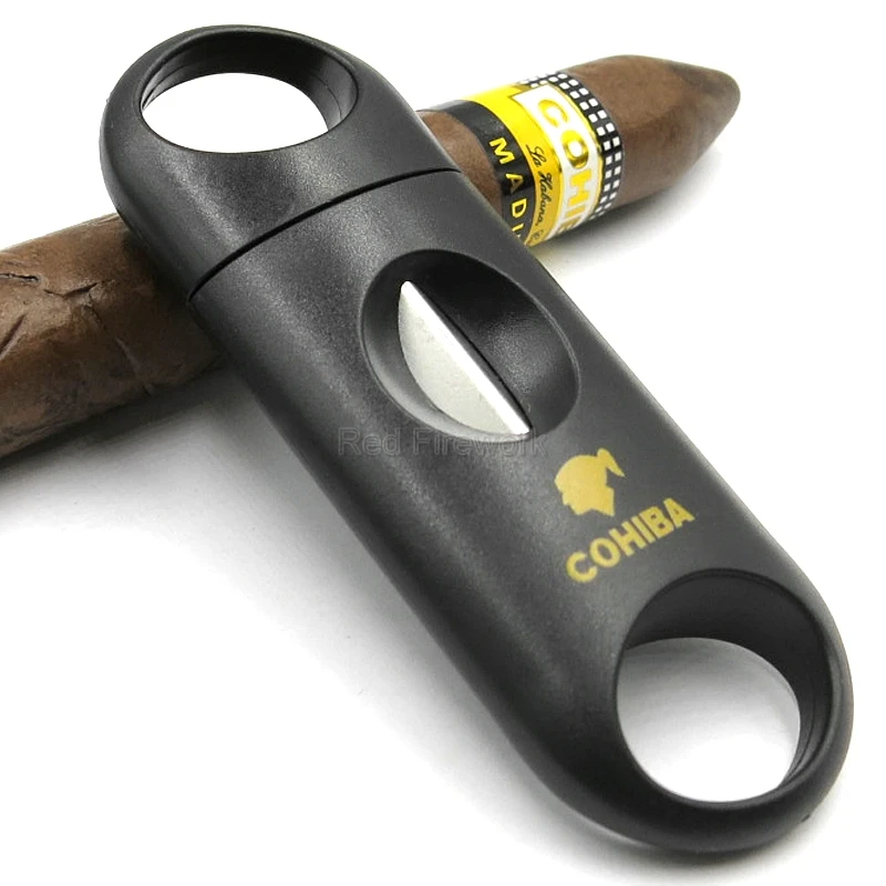 Пластиковый V образный резак для сигар COHIBA острый сигарет металлическое лезвие