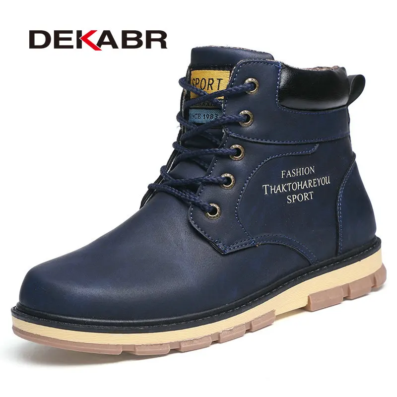 

DEKABR Brand Hot Newest Keep Warm Winter Boots Men High Quality pu Leather Wear Resisting Casual Shoes Working Fashion Men Boots