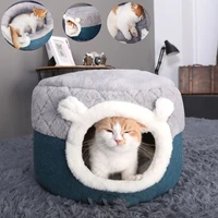 2 in 1 detachable cat bed house soft plush kennel puppy cushion small dogs cats nest winter warm sleeping pet dog bed pet mat su