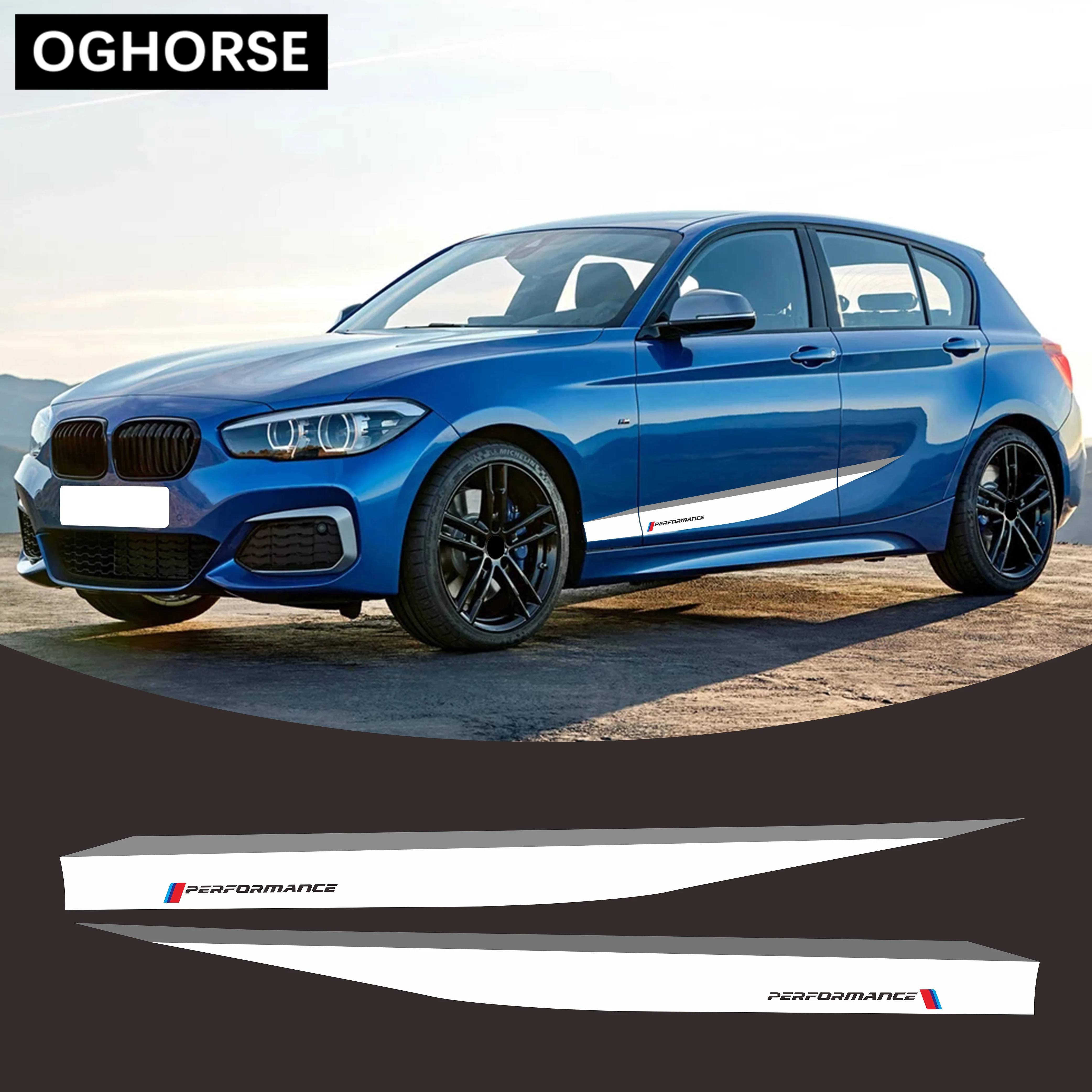 2X M Стайлинг автомобиля дверь боковая полоса юбка наклейка для BMW 1 серия F20 F21118i 120i