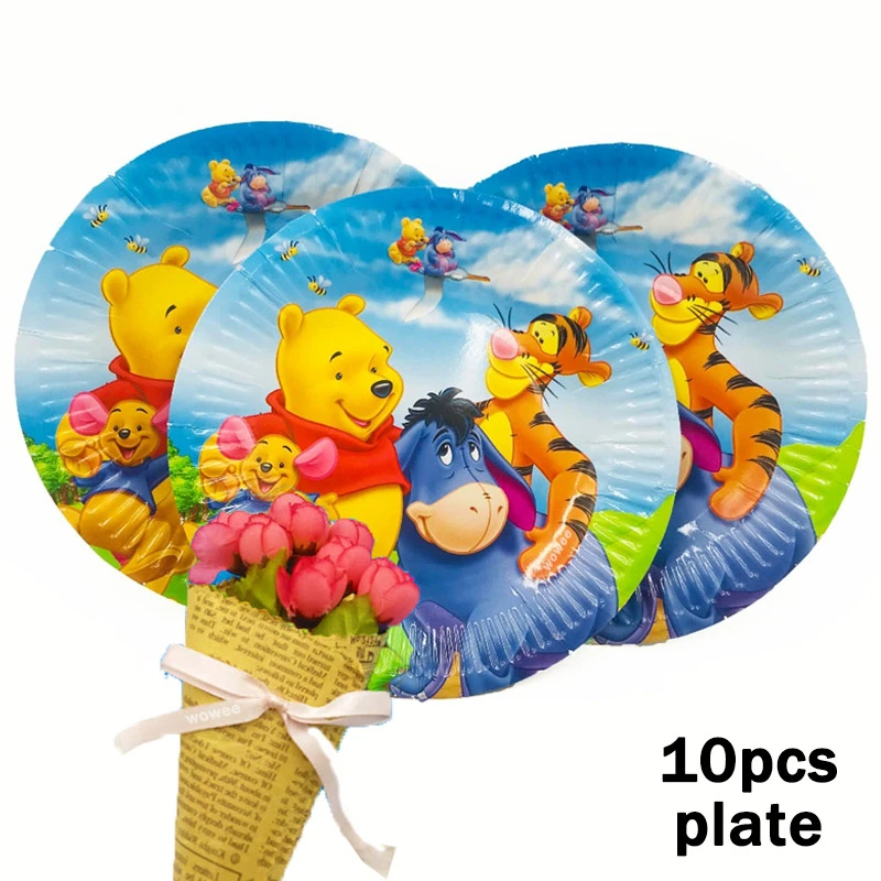 10Paper Plate7inch 2,5 метровый плакат с медвежонком Винни, праздничные принадлежности для дня рождения, праздничные украшения, вечерние украшения - Цвет: 10Paper Plate7inch
