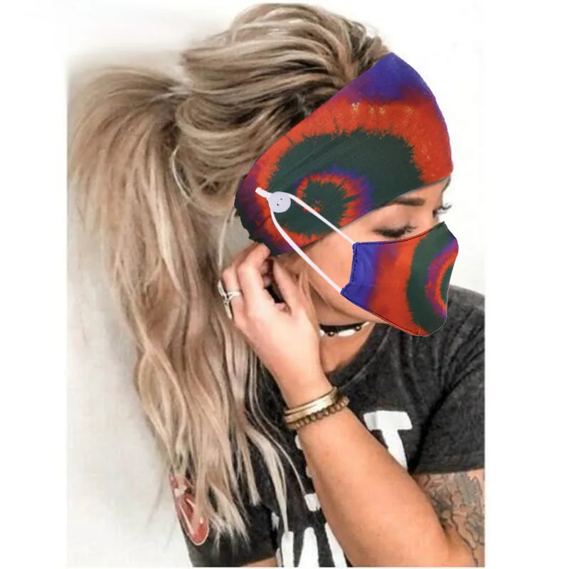2 шт./компл. повязка на голову унисекс украшение пуговицах с маской для лица