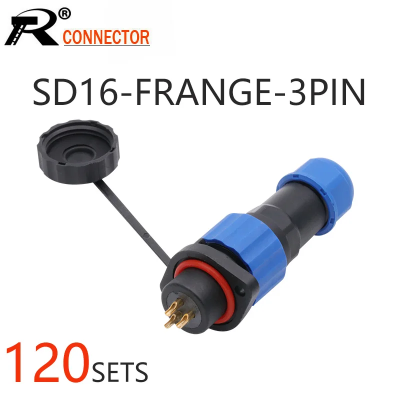 

140sets/lot IP68 Waterproof SD16 Flange Aviation Plug Socket Male + Female, 35sets of 2/3/4/6 Pin
