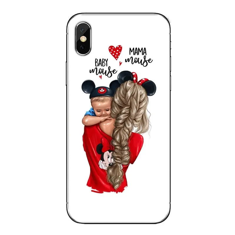 Черный коричневый волос для мамы и дочки королева корпус huawei P Smart Y6 P8 P9 P10 Plus Nova P20
