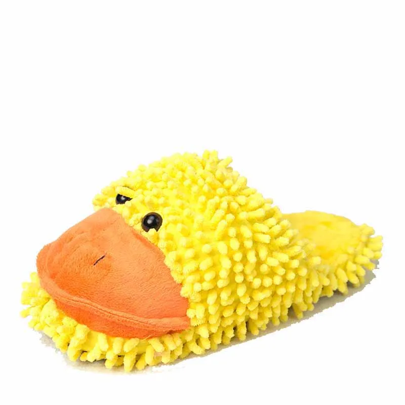 Теплые женские тапочки с желтой уткой для влюбленных зимние плюшевые домашние