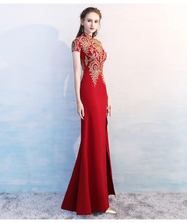 Пикантные с высоким разрезом восточные платья китайская невеста винтажное