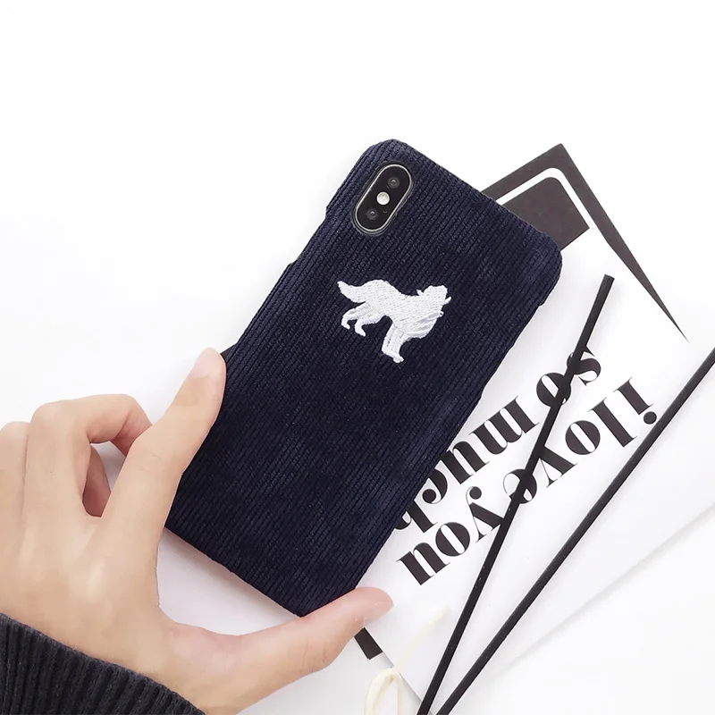 Wolf Зимний тканевый чехол для телефона для iPhone 11 Pro 6 6S 7 8 Plus чехол милый жираф кролик плюшевый чехол для iPhone X XR XS MAX чехол - Цвет: Wolf