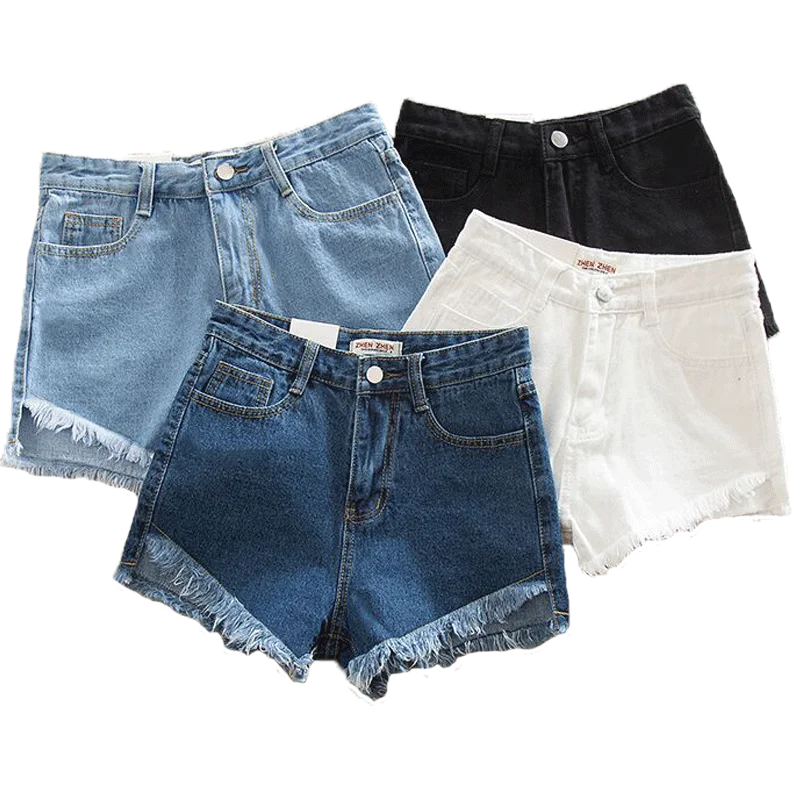 Zoki Sexy Women Denim Shorts Summer Fashion Tassel Female Jeans High Waist A Line Pocket Black Slim Streetwear Wide Leg Shortss